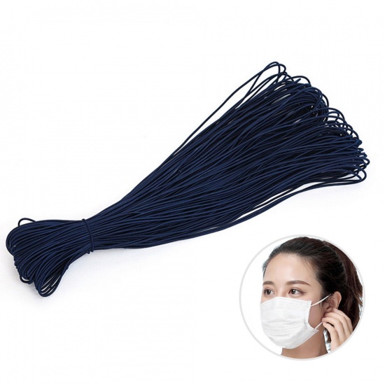 Immagine di Navy Blue - 2.5mm Elastic Beading Stretchy String 100m For Bracelets Masks Making