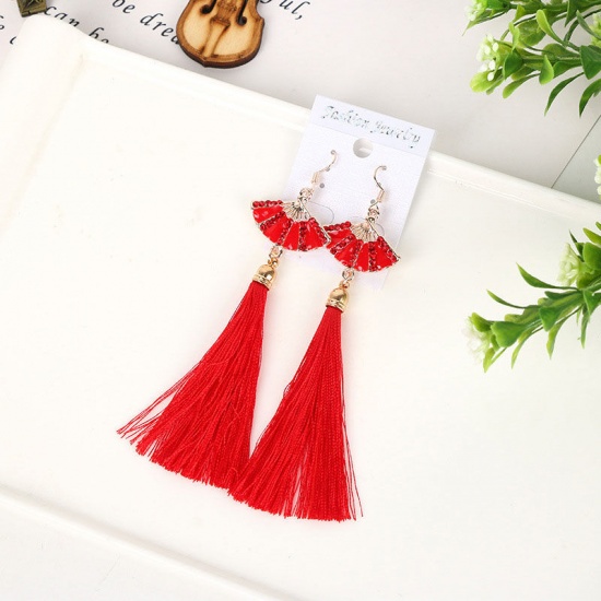Bild von Quaste Ohrringe Rot Chinesische Knoten 1 Paar