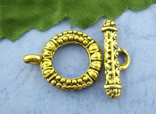 Picture of Zinc Based Alloy Toggle Clasps Round Dot Carvedx