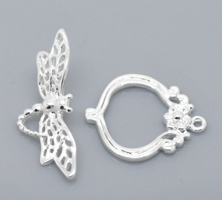 Brass Toggle Clasps Dragonfly Flower Carved