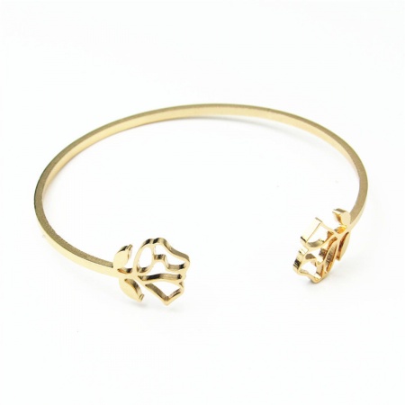 Stainless Steel Open Cuff Bangles Bracelets Rose Flower 