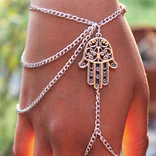 Image de Bracelet Esclave Chaîne à Main Khamsa Symbole Paume    