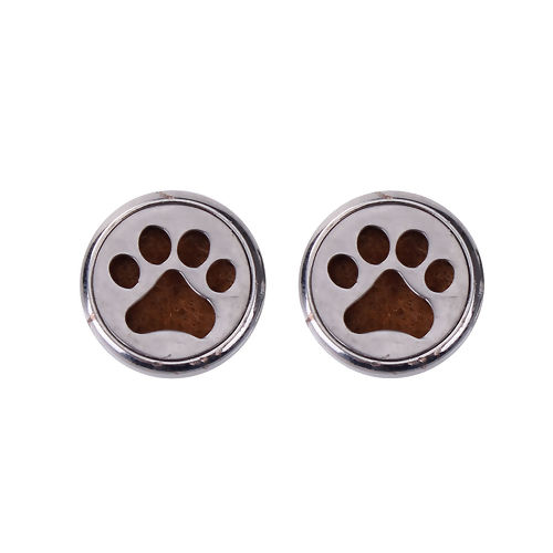 Picture of 20mm Copper & Stainless Steel Snap Button Fit Snap Button Bracelets Round Silver Tone Coffee Felt Oil Diffuser Pads Claw , Knob Size: 5.5mm( 2/8"), 1 Piece