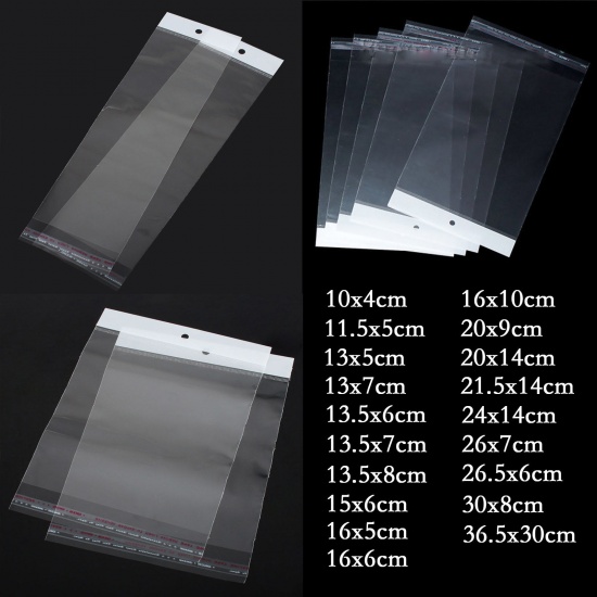 Picture of Plastic SelfSeal Bags Rectangle Transparent W/ Hang