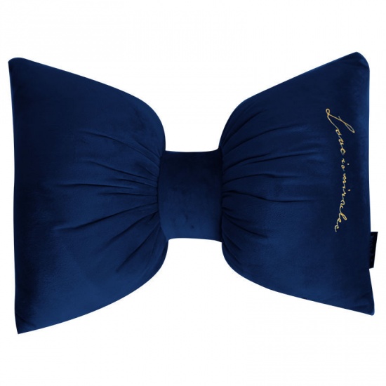 Picture of Velvet & PP Cotton Car Lumbar Pillow Deep Blue Bowknot 32cm x 26cm