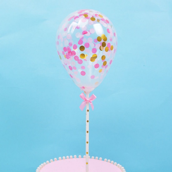 Bild von Milchsaft Kuchen Einlegekarten Ballon Bunt Schleife Muster Paillette 1 Set