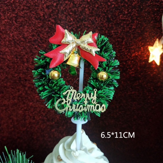 Immagine di Plastica Carta per auguri sulla torta Albero di Natale Multicolore Cravatta a Farfalla Disegno 1 Pz