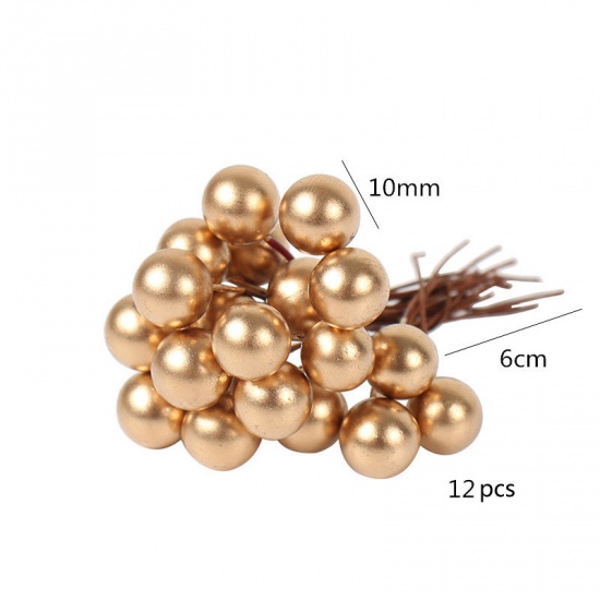 Picture of Plastic Artificial Flower Champagne Gold Ball 14mm, 1 Packet