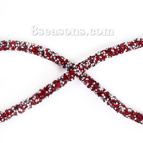 Picture of Acrylic Rhinestone Jewelry Cord Rope Wine Red 6mm( 2/8"), 2 M