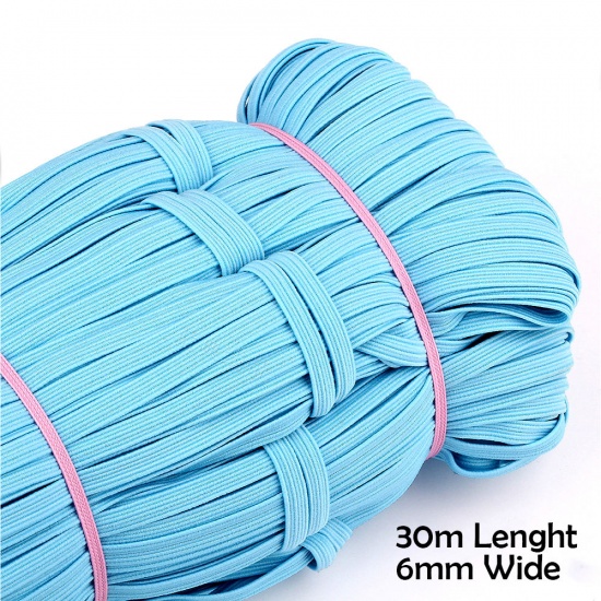 Picture of Polypropylene Fiber Multifunctional Elastic Band For Crafts Sewing Masks DIY Supplies Skyblue 6mm, 1 Roll (Approx 30 M/Roll)