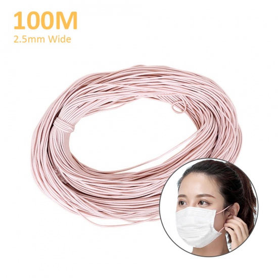 Immagine di Poliestere Banda Elastica Multifunzione per Artigianato Maschere da Cucito Forniture Rosa 2.5mm, 100 M