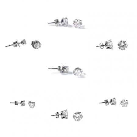 304 Acciaio Inossidabile & Zircone Cubico Orecchini a Perno Tono Argento Trasparente Tondo 4mm x 3mm , Diametro Filo: (20 misura), 1 Paio