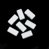 Изображение Цинковый Сплав эмаль Бусины Два отверстия Прямоугольник Белый Около 12мм x 6мм, Отверстие:примерно 1.6мм, 10 ШТ