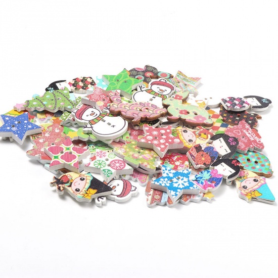 Picture of Wood Sewing Buttons Scrapbooking Holes Fairy At Random 