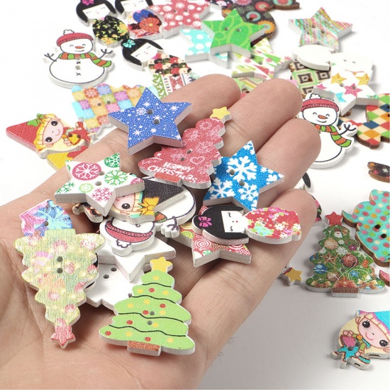 Picture of Wood Sewing Buttons Scrapbooking Holes Fairy At Random 