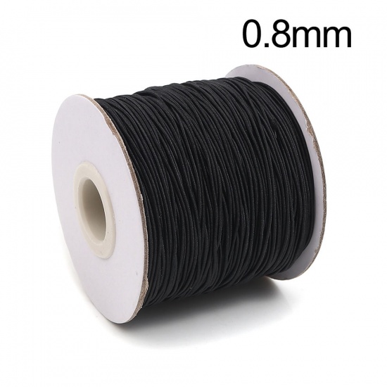 Picture of Polyamide Nylon Jewelry Thread Cord For Buddha/Mala/Prayer Beads Black Elastic 0.8mm, 1 Roll (Approx 100 M/Roll)