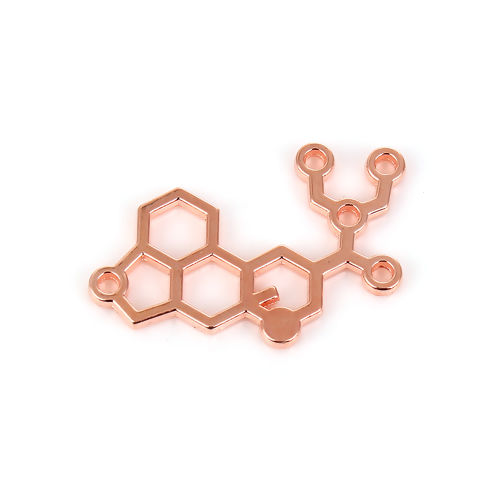 Immagine di Lega di Zinco Molecolare Chimica Scienza Charms Serotonina Oro Rosa 24mm x 14mm , 10 Pz