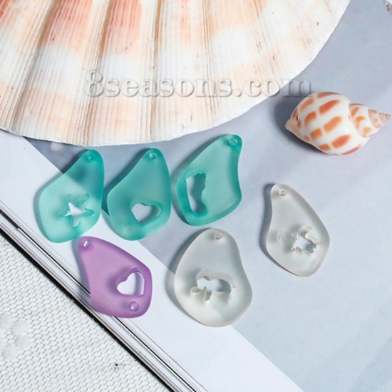 Picture of Resin Sea Glass Charms Elephant Animal Drop Frosted