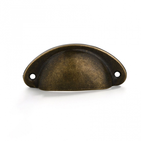 Picture of Brown - Door Knob Vintage Door Drawer Pull Handle Metal Semicircle Knobs 8.1cm x 3.5cm， 10 Pcs