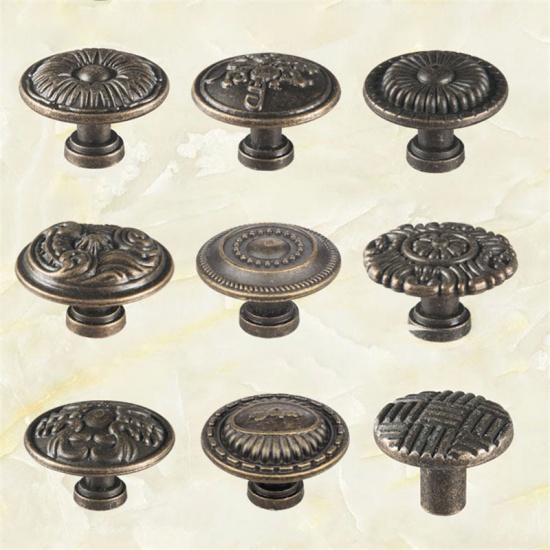 Изображение Antique Bronze - Antique Vintage Cabinet Pulls Knobs Drawer Handles Door knobs 3.1cm Dia， 2 Pcs