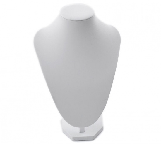 Picture of Paper & Leatheroid Jewelry Bust Necklace Display Stand White 26cm x 19cm(10 2/8"x7 4/8"), 1 PCs