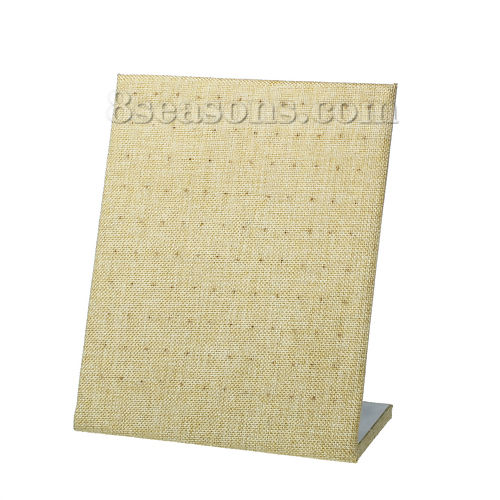 Picture of Burlap Jewelry Earrings Display Stand Rectangle Yellow 24cm(9 4/8") x 20cm(7 7/8"), 1 Piece