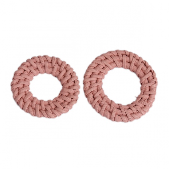 Immagine di Malacca Connettore Accessori Anello Giallo Intreccio 4.5cm - 4cm Dia, 2 Pz