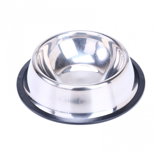Picture of Silver Tone - 30cm Dog Puppy Cat Pet Animal Cage Hang-on Bowl Feeding Food Water Dish