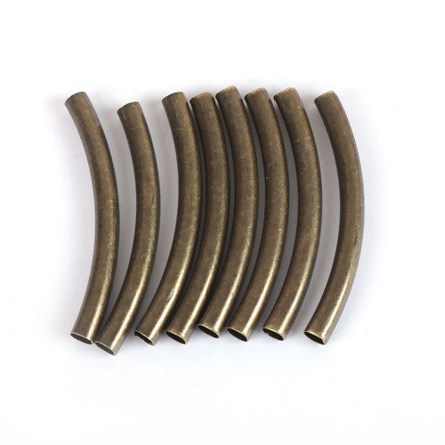 Immagine di Ottone Separatori Perline Tubo Curvo Bronzo Antico Circa 50mm x 5mm, Foro:Circa 4.2mm, 20 Pz                                                                                                                                                                  