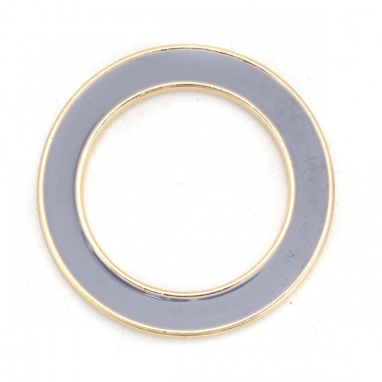 Изображение Цинковый Сплав Коннекторы фурнитуры Кольцо Позолоченный Синий С Эмалью 4см диаметр, 5 ШТ