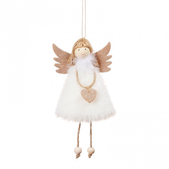 Picture of Plush Hanging Decoration Christmas Supplies Red Angel Heart 17cm x 10cm, 1 Piece