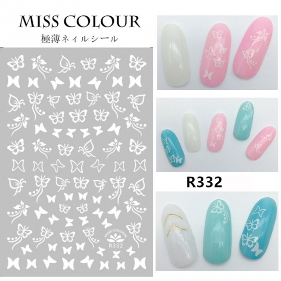 Immagine di Multicolor - 3D watermark slider nail stickers nail art decal water transfer flower bronzing butterfly decoration manicure watermark leaf tips
