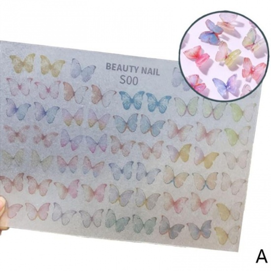 Bild von Schwarz - Neuer 3D Nail Art Aufkleber Dreidimensionaler stereoskopischer Schmetterling Nail Art Dekoration DIY Maniküre Nagel Paillettenscheibe （2 Stück / Set）