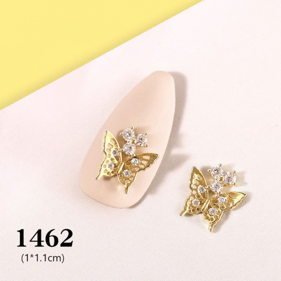 Picture of Gold Plated - New 3D Nail Art Sticker Three-dimensional Stereoscopic Butterfly Nail Art Decoration DIY Manicure Nail Sequin Slice