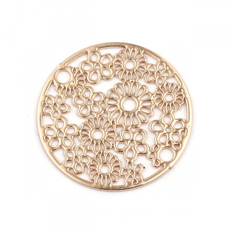 Brass Filigree Stamping Connectors Round Flower