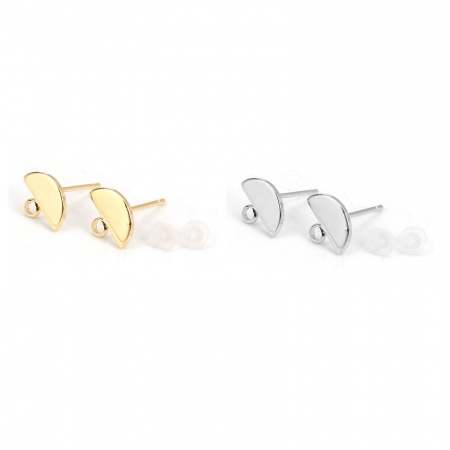Boucles d'Oreilles Puces en Laiton DemiRond avec Boucle