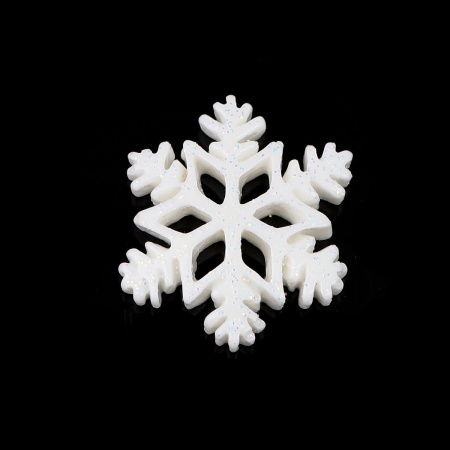 Resina Cabochon per Abbellimento Natale Fiocco di Neve Bianco 18mm x 16mm, 20 Pz