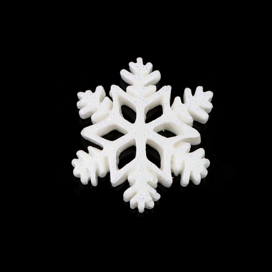 Immagine di Resina Cabochon per Abbellimento Natale Fiocco di Neve Bianco 18mm x 16mm, 20 Pz