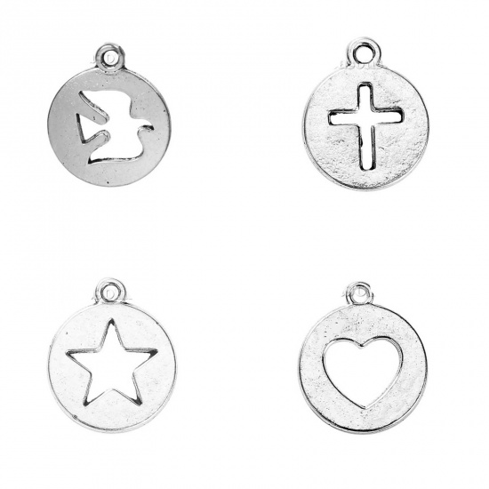 Picture of Zinc Based Alloy Cut Out Charms Round Bird 
