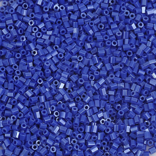 Picture of (Japan Import) Glass Seed Beads Hexagon Green Blue Luster Opaque About 2mm x 2mm, Hole: Approx 0.8mm, 30 Grams (Approx 85 PCs/Gram)