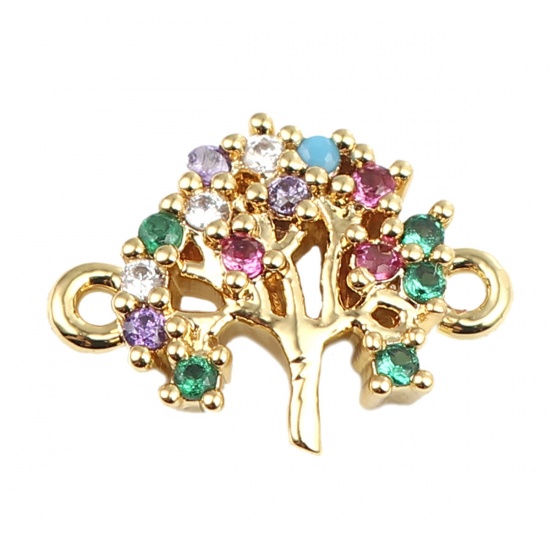 Picture of Brass Connectors Tree Gold Plated Multicolor Rhinestone 12mm x 9mm, 1 Piece