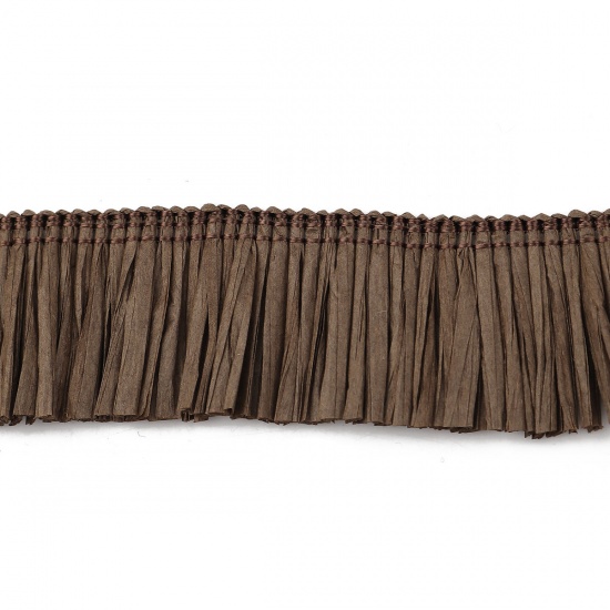 ラフィア ジュエリー ワイヤー 糸 （DIYタッセルペンダント用）ブラウン 31mm、 1 ヤード の画像