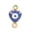 Immagine di Ottone Connettore Cuore Oro Placcato Blu Marino Malocchio Smalto 10mm x 6mm, 10 Pz