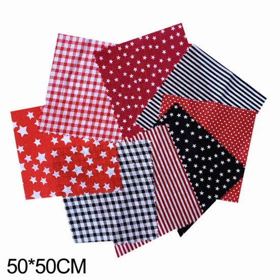 Picture of Mixed - 8 Pcs 50x50cm DIY Patchwork Fabric Cotton Printed Cloth Set DIY Mask Sewing Material