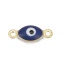 Picture of Brass Connectors Marquise Gold Plated Royal Blue Evil Eye Enamel 11mm( 3/8") x 4mm( 1/8"), 10 PCs