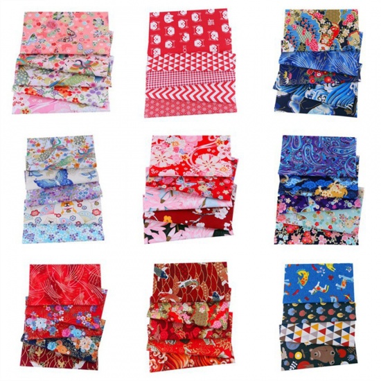 Immagine di Multicolor DIY Patchwork Fabric Cotton Printed Cloth Set DIY Mask Sewing Material