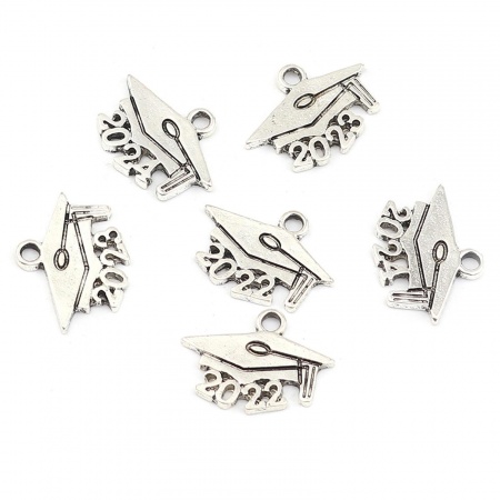 Graduation Jewelry Zinc Based Alloy Charms Doctorial Hat Number Carved 