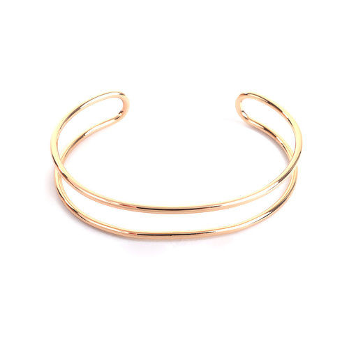 Picture of Brass Open Cuff Bangles Bracelets Gold Plated 16.5cm(6 4/8") long, 1 Piece                                                                                                                                                                                    
