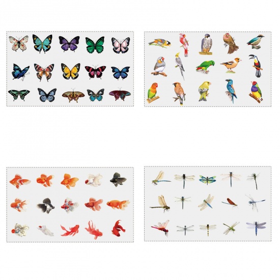 Изображение Наклейки Разноцветный Бабочка Прозрачный 14см x 10.5см, 1 Комплект ( 30 ШТ/Комплект)