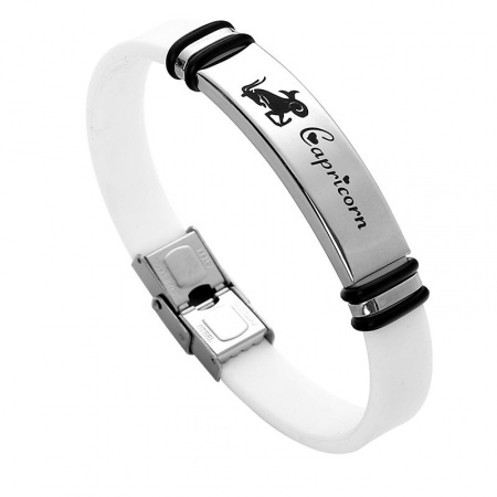 Stainless Steel Bangles Bracelets Silver Tone White Capricornus Sign Of Zodiac Constellations 21.5cm(8 4/8") long, 1 Piece